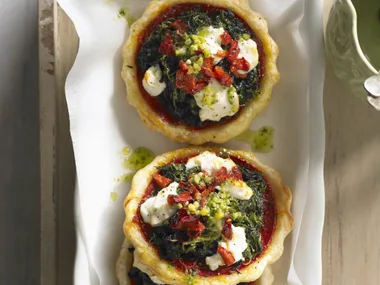GOAT'S CHEESE, SPINACH AND CAPSICUM TARTS