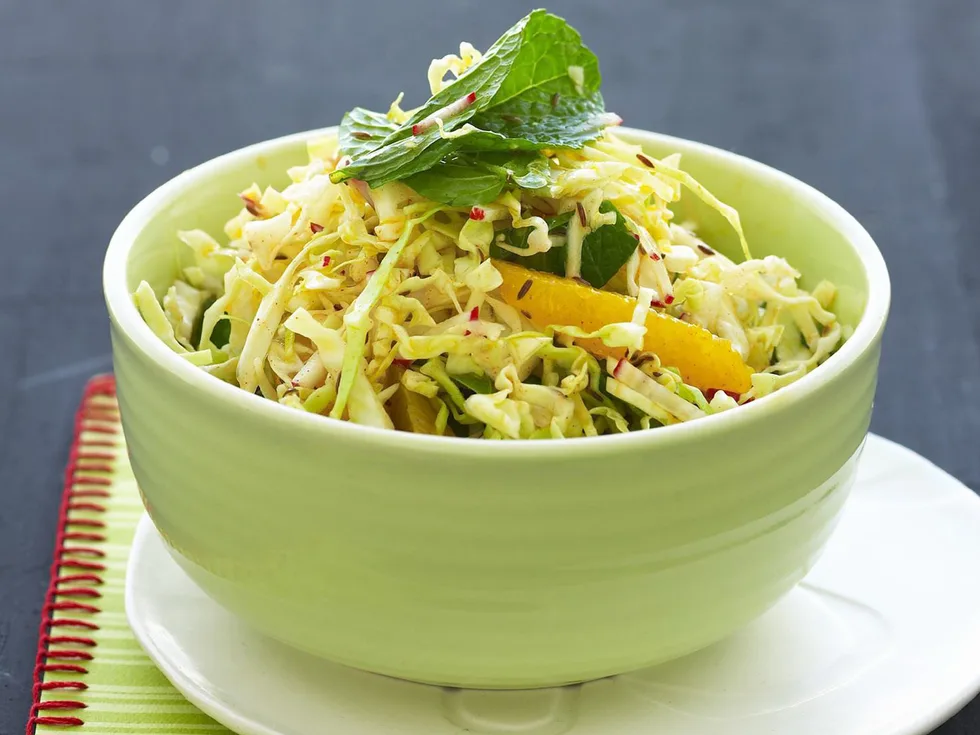 Spiced cabbage, orange and radish salad
