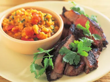SPICED STEAK WITH DHAL
