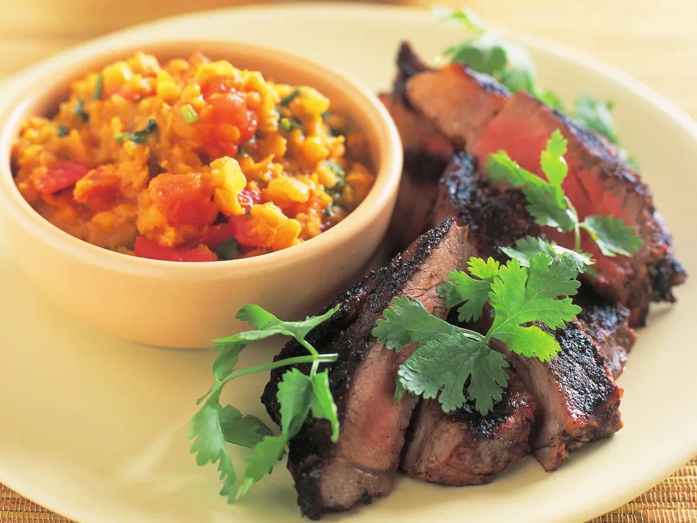 SPICED STEAK WITH DHAL