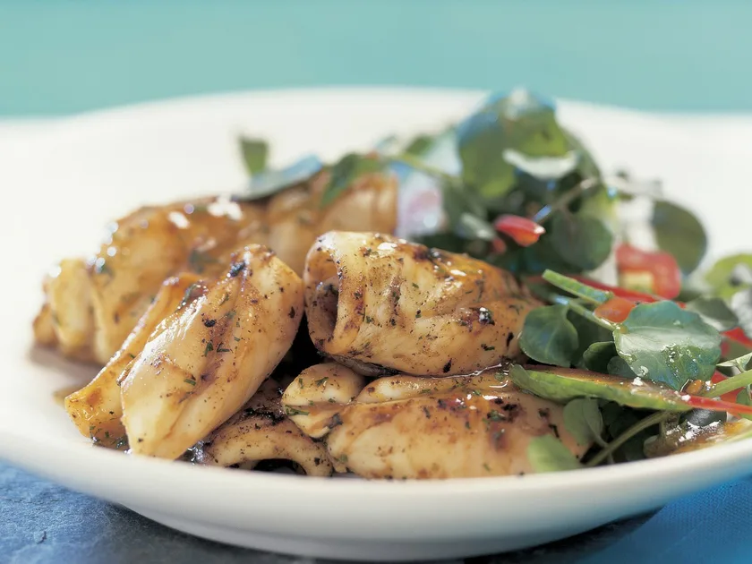 Squid and watercress salad