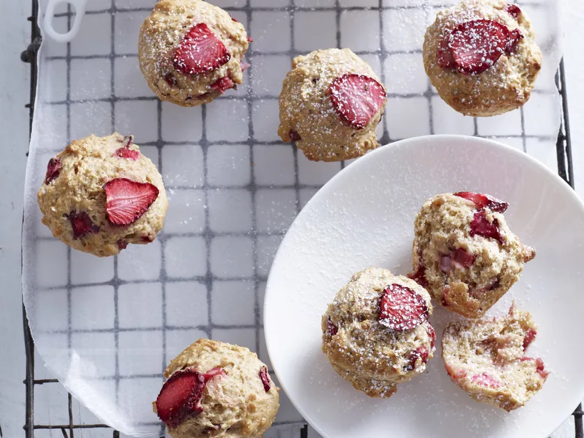 Strawberry and rhubarb muffins