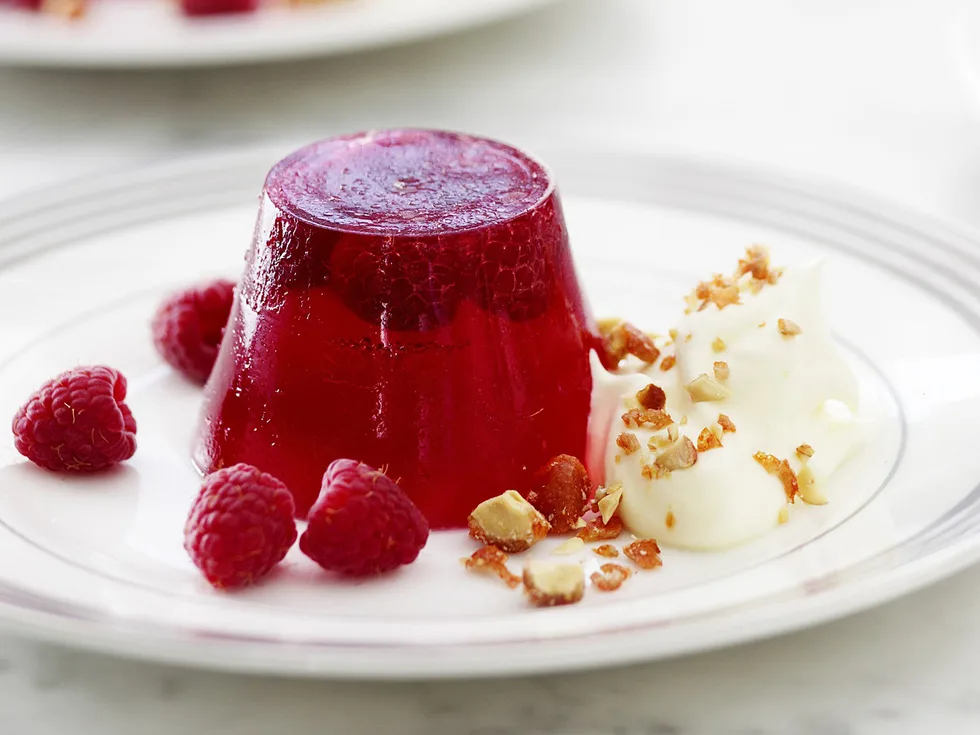 raspberry jellies with sweet almond cream