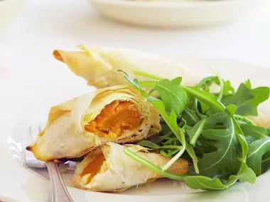 pumpkin & feta filo triangles
