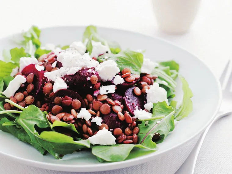 lentil, beetroot and rocket salad