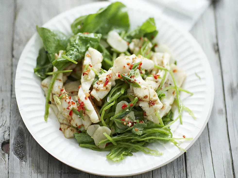 SQUID SALAD WITH GARLIC LIME DRESSING