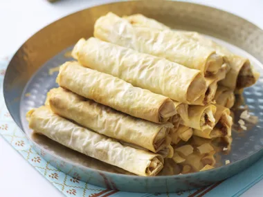 vegetarian cigars with harissa yogurt