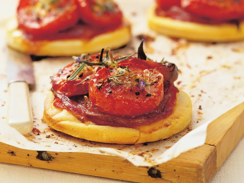 Caramelised onion and tomato tart