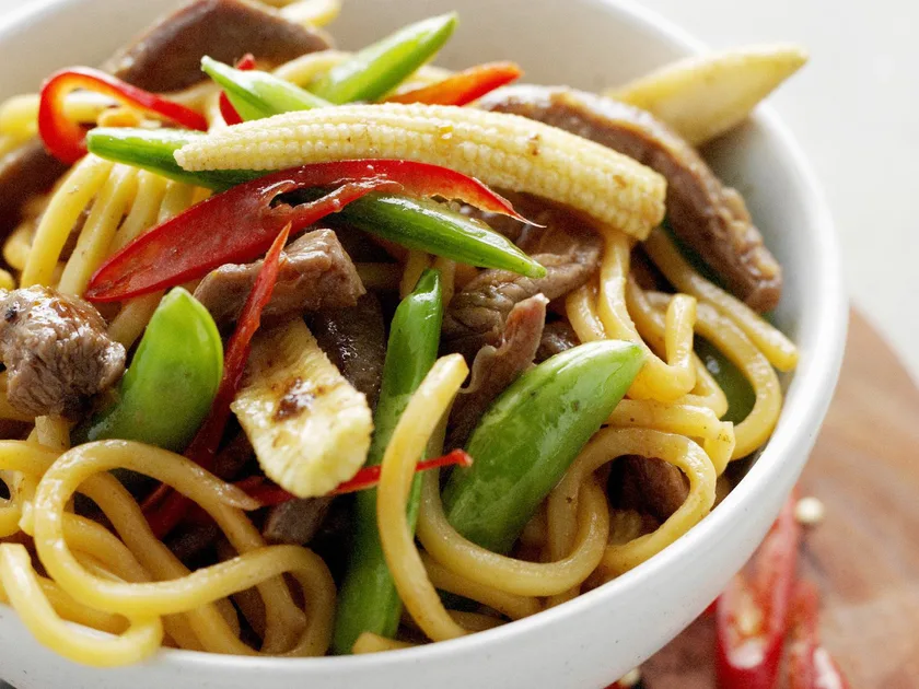 Char siu lamb and noodles