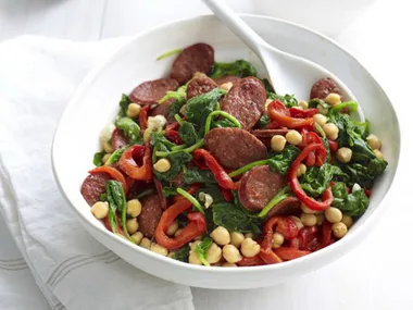 spinach and chorizo salad