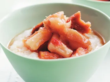 rice porridge with dried fruit compote