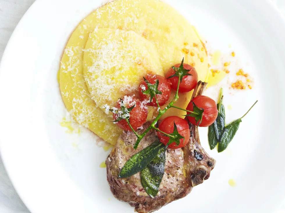 veal cutlets with polenta and sage tomatoes