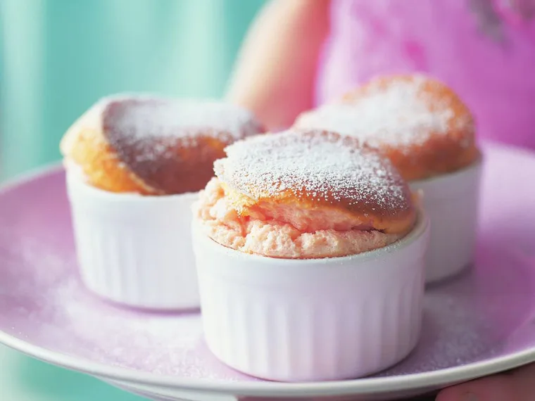 Pink grapefruit souffl&eacute;s