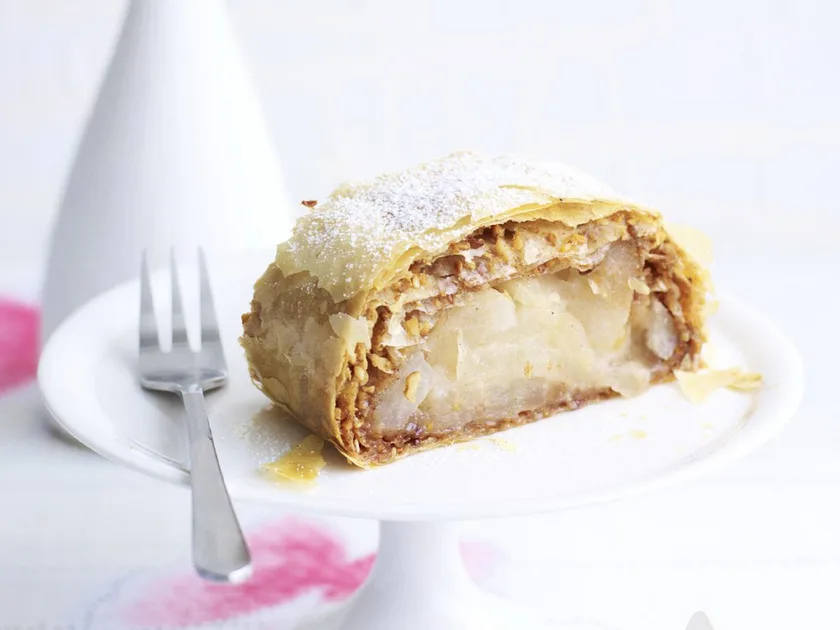 Nashi, walnut and ginger strudel