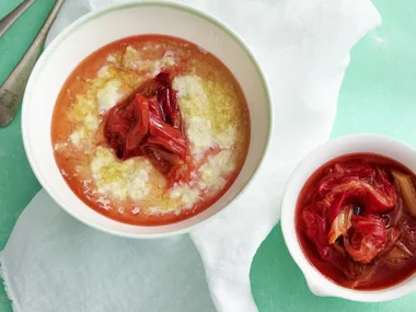 quinoa porridge with vanilla stewed rhubarb