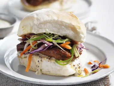 sausage and crunchy slaw burgers