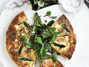 hot smoked salmon and goat's cheese frittata