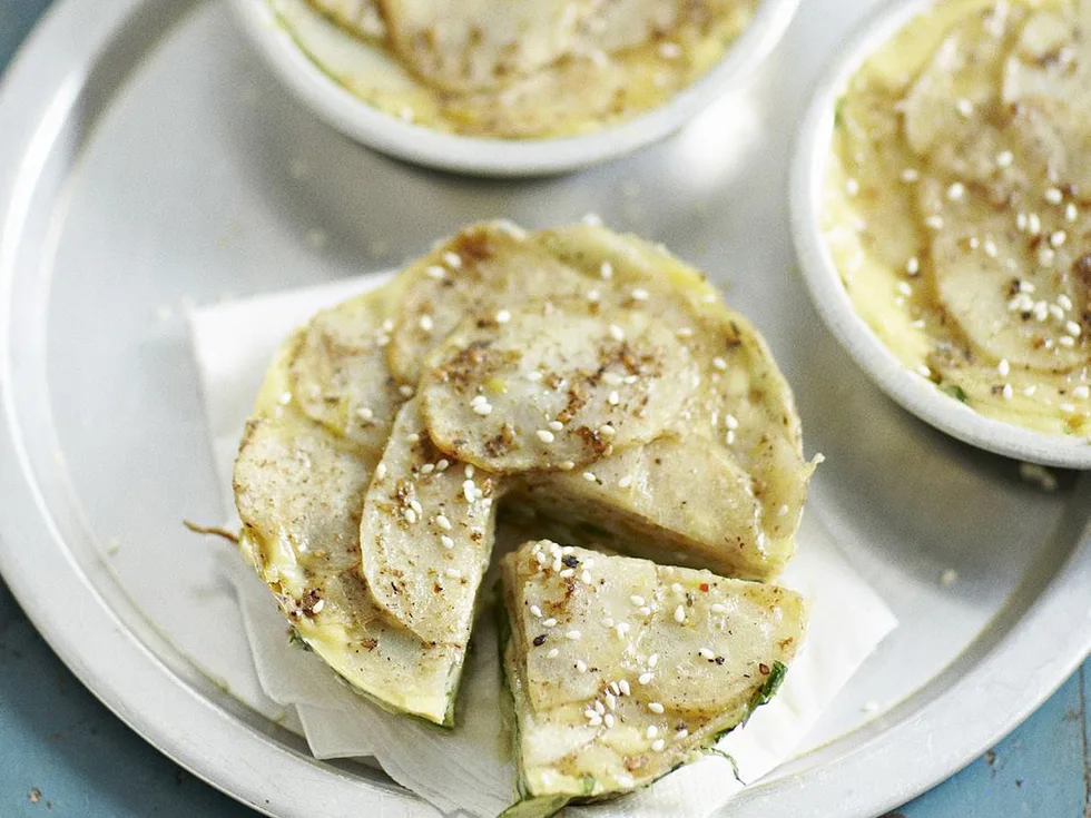 potato, spinach and za'atar frittatas