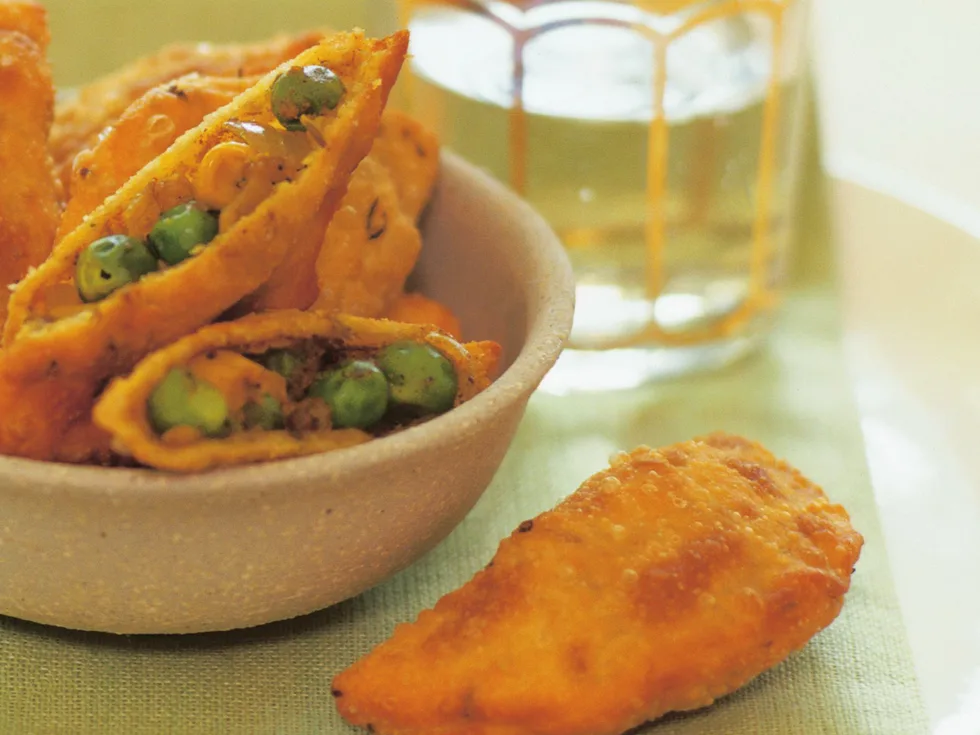 corn and pea samosas