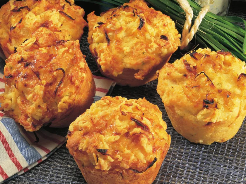 Crusty onion and cheese muffins