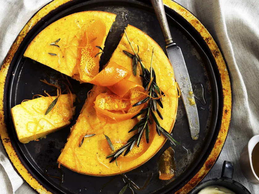 Whole orange semolina cake with rosemary syrup
