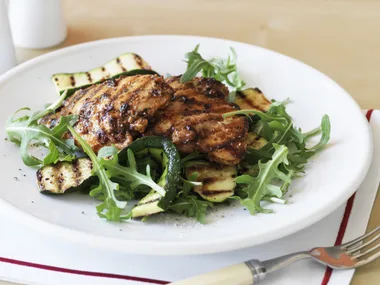 pesto chicken with grilled zucchini