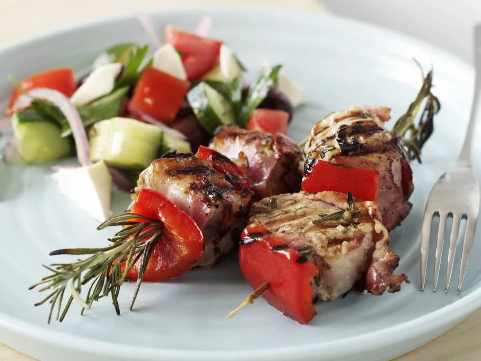 Pork fillet and pancetta kebabs