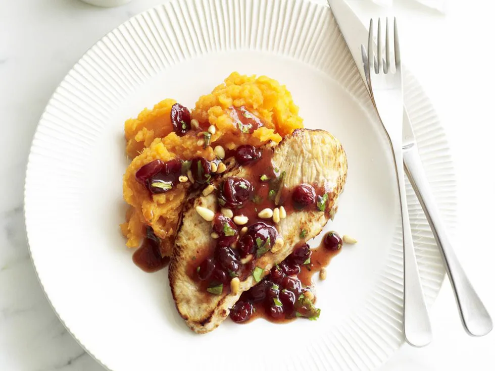 cranberry-glazed turkey with kumara mash