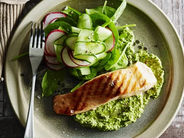 salmon with lime & coriander pesto