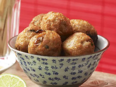 pork balls with soy and lime dipping sauce