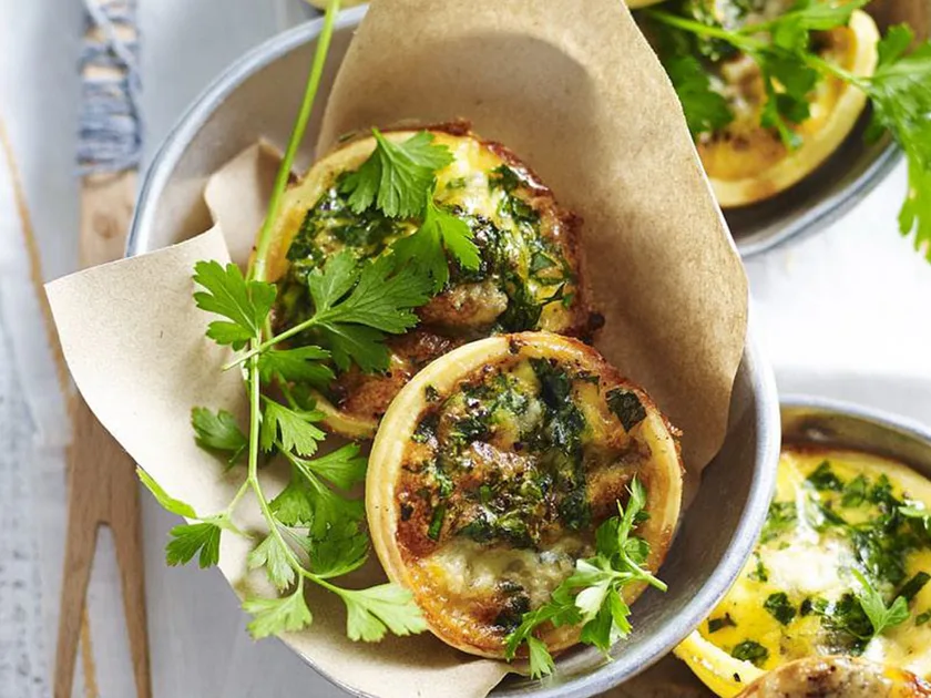 Mini blue cheese quiches