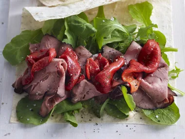 roast beef and horseradish cream wraps