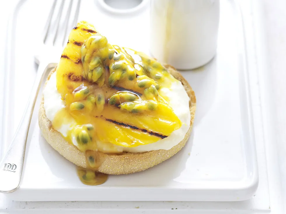 grilled mango and ricotta with english muffins