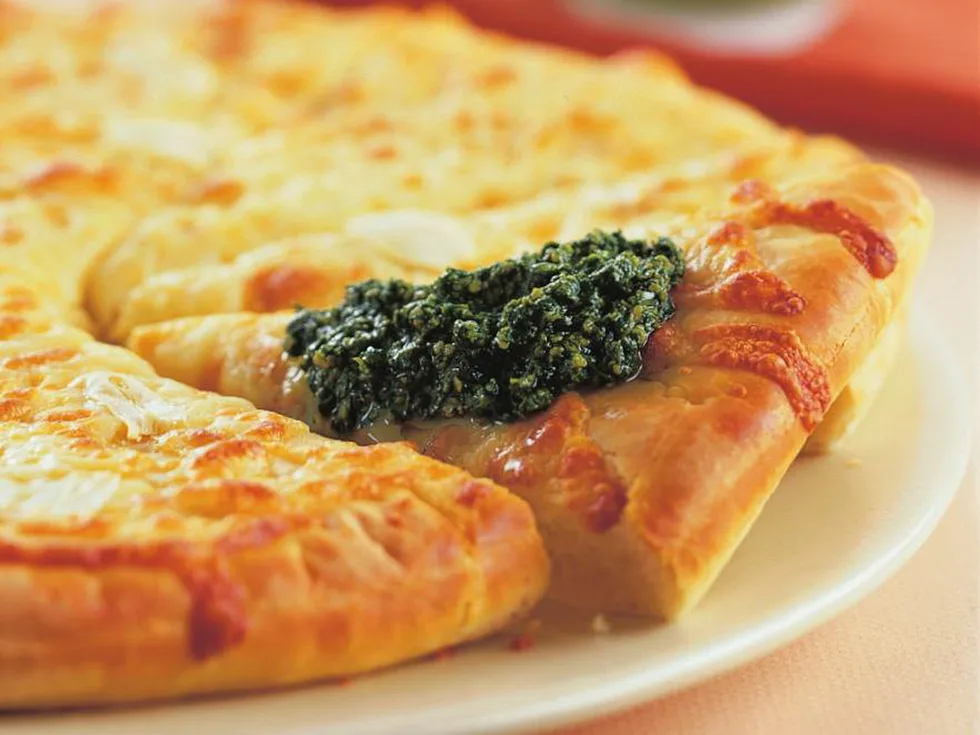 garlic   pizza wedges with pesto
