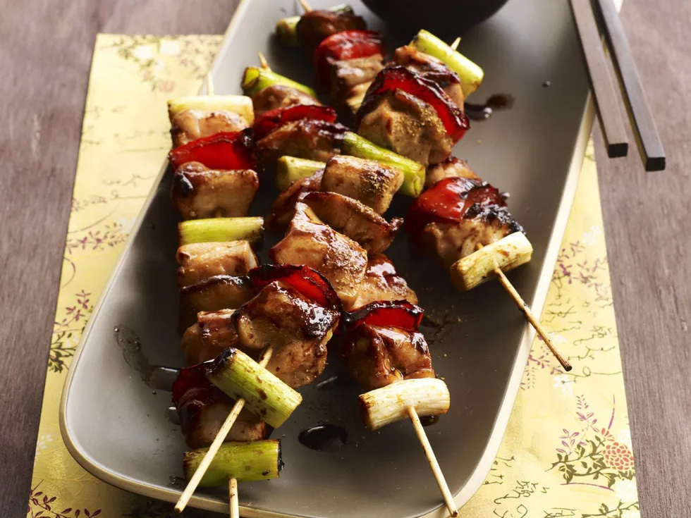 Chicken and vegetable skewers