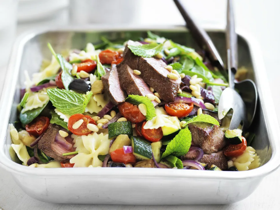 LAMB FARFALLE WITH ROASTED VEGETABLES