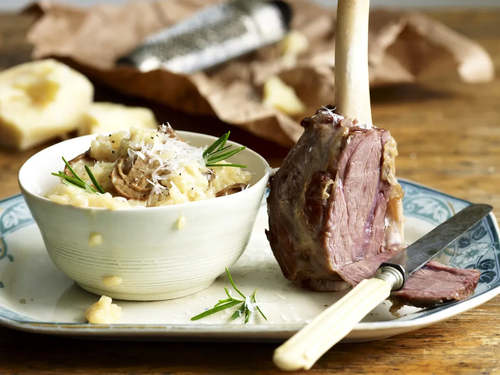BRAISED LAMB SHANKS WITH MUSHROOM RISOTTO