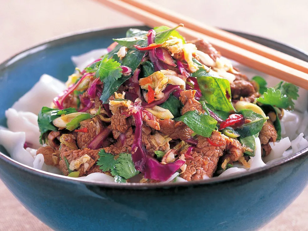 beef salad with fresh rice noodles