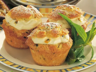 passionfruit, pineapple and mint muffins