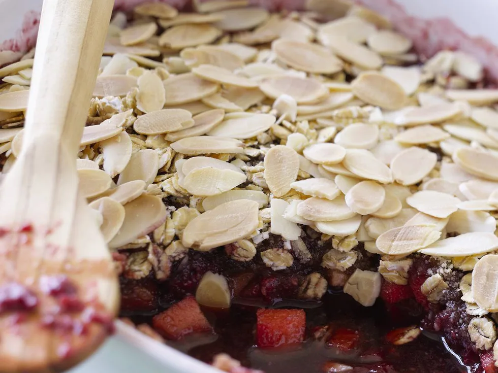 apple, raspberry and almond bake