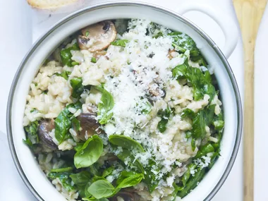 rice with mushrooms and spinach