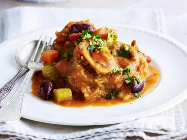 osso buco with semi-dried tomatoes and olives