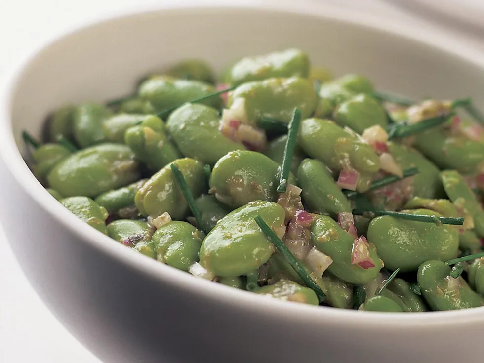 Broad bean salad with anchovy dressing