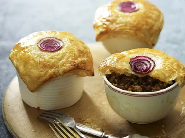 beef and caramelised onion pies
