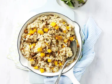 barley, pumpkin and mushroom risotto