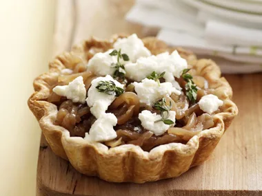 caramelised onion and ricotta tarts