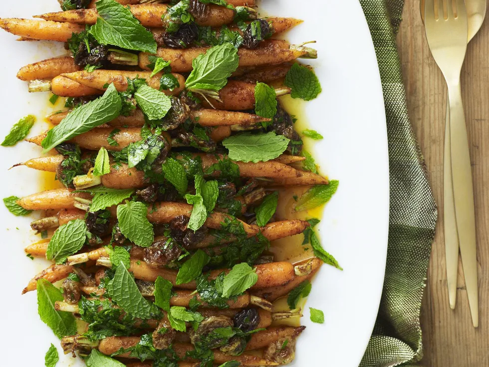 Carrot, raisin and herb salad