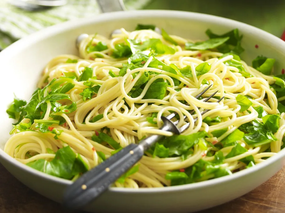 rocket, chilli& lemon spaghetti
