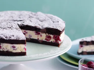 raspberry brownie ice-cream cake