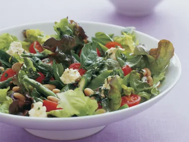 Vegetable, bean and basil salad